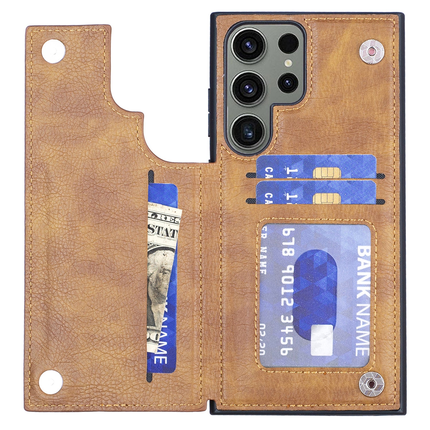 For Samsung Galaxy S23 Ultra Card Holder Phone Kickstand Case PU Leather Coated TPU Cover For Samsung Galaxy S23 Ultra Card Holder Phone Kickstand Case PU Leather Coated TPU Cover